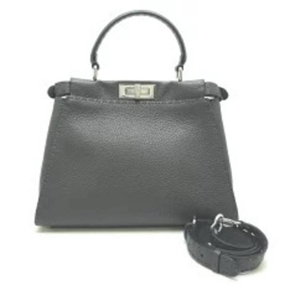 Fendi Peekaboo Regular Selleria Handbag Calf Gray